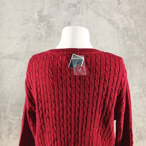 NWT KAREN SCOTT Christmas Sweater LARGE(12-14) Red Cable Knit V-neck Cotton 100% - Picture 8 of 12